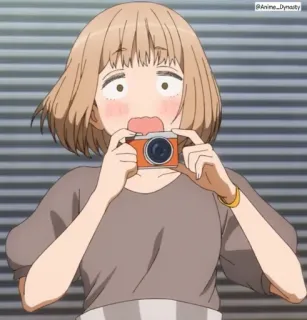 😳 2565193b anime, kreskówka, kobieta, aparat, zszokowany, zaskoczony telegram sticker