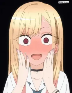 😍 56e07f7a Anime, Rumieniec, Zawstydzona, Dziewczyna, Kreskówka, Słodkie telegram sticker