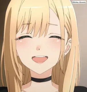 😄 58887c50 Marin Kitagawa My Dress-Up Darling anime, postać, słodki, blondynka, uśmiech, dziewczyna telegram sticker