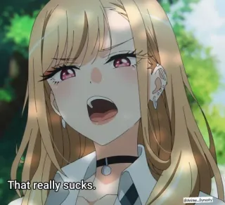 😐 735e481a Marin Kitagawa My Dress-Up Darling That really sucks. Anime, Dziewczyna, Słodkie, Reakcja, Poirytowana, Wkurzona, Beznadzieja telegram sticker