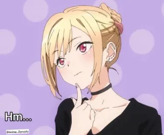 🤔 8af15a96 Hm... Anime, Dziewczyna, Myśląca, Słodka, Blondynka, Choker telegram sticker