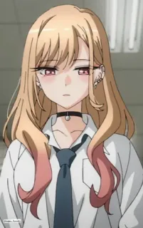 😕 91dea7b2 Marin Kitagawa My Dress-Up Darling Anime, Kreskówka, Dziewczyna, Uczennica, Słodkie, Cosplay, Manga telegram sticker