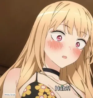 🤨 92ec3a57 Huh?! Anime, Postać, Zaskoczony, Blond włosy, Wyraz twarzy, Słodki telegram sticker