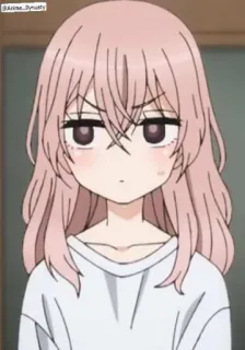 😅 9d5edc27 Anime, Dziewczyna, Różowe włosy, Słodkie, Wyraz twarzy, Manga, Kreskówka telegram sticker