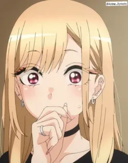 🤔 b840fa4c @Anime_Dynasty Anime, Dziewczyna, Blond włosy, Kolczyki, Choker, Słodka, Portret telegram sticker