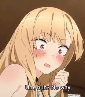 😗 c1c4d5d0 Marin Kitagawa My Dress-Up Darling Um, huh? No way. anime, dziewczyna, słodkie, rumieniec, zszokowana, Marin Kitagawa, My Dress-Up Darling telegram sticker