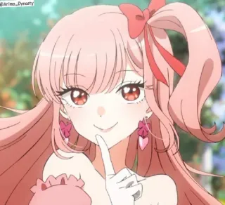 🙂 c9c92c70 anime, dziewczyna, różowe włosy, słodka, wstążka, kolczyki serca telegram sticker