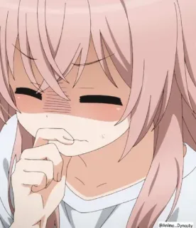 😑 cdbe89dd anime, dziewczyna, urocza, różowe włosy, zła, zmartwiona telegram sticker