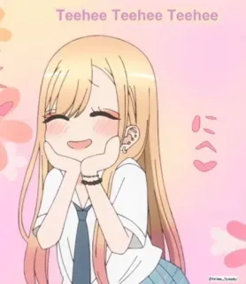 🤗 dcfb2585 Teehee Teehee Teehee anime, słodkie, uśmiechnięta, dziewczyna, kawaii telegram sticker