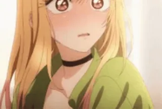 🌨 407035de Marin Kitagawa My Dress-Up Darling anime, blondynka, rumieniąca się, Marin Kitagawa, My Dress-Up Darling, słodka, portret, kreskówka telegram sticker