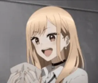 🌨 a7c9e686 Marin Kitagawa My Dress-Up Darling anime, dziewczyna, słodkie, blondynka, uśmiechnięta telegram sticker