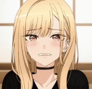 🌨 b9d0f913 anime, dziewczyna, płacząca, smutna, postać, blond włosy, emocjonalny telegram sticker