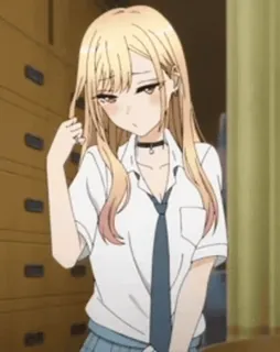 🌨 bc4a4546 Marin Kitagawa My Dress-Up Darling Anime, Dziewczyna, Mundur szkolny, Postać, Urocza, Blond włosy, Choker telegram sticker