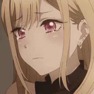 🌨 ca83de88 Marin Kitagawa My Dress-Up Darling anime, słodkie, smutne, dziewczyna, blondynka, Marin Kitagawa, My Dress-Up Darling telegram sticker