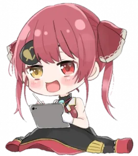 📱 269489e5 Marine Аниме, Витюбер, Цифровое искусство, Мультфильм, Персонаж whatsapp sticker