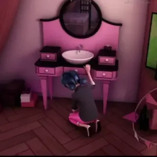 💔 2fd5b92d Marinette Dupain-Cheng Miraculous: Tales of Ladybug & Cat Noir Marinette, Ladybug, kartun, gadis, kamar mandi, meja rias whatsapp sticker