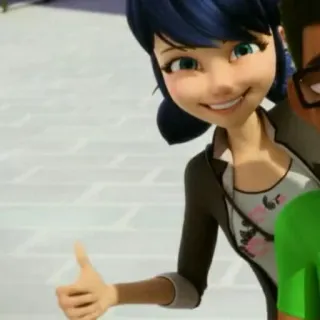 👍 ba4fb1d5 Marinette Dupain-Cheng Miraculous: Tales of Ladybug & Cat Noir Kartun, Jempol ke atas, Marinette, Miraculous Ladybug, Animasi whatsapp sticker