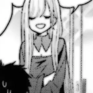 🤍 a2e41282 anime, manga, dziewczyna, długie włosy, zamknięte oczy, uśmiechnięta whatsapp sticker