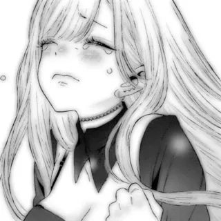 🤍 d9bf6638 dziewczyna anime, płacz, smutny, czarno-biały whatsapp sticker