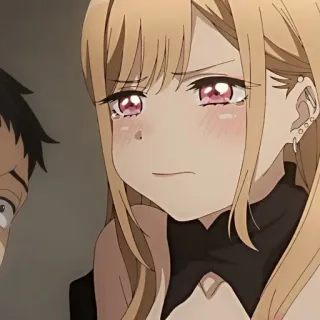 🥟 09b95eb8 Marin Kitagawa My Dress-Up Darling anime, cô gái, khóc, tóc vàng, cảm xúc telegram sticker