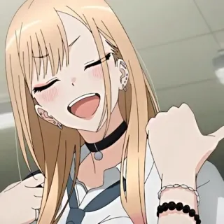 🥟 2d55916f anime, gái, nụ cười, dễ thương, vui vẻ, tóc vàng telegram sticker