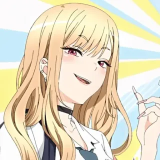 🥟 4d90a914 anime, cô gái, dễ thương, mỉm cười, hoạt hình, tóc vàng telegram sticker