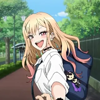 🥟 b4f88be8 Marin Kitagawa My Dress-Up Darling anime, gái, tóc vàng, dễ thương, mỉm cười telegram sticker