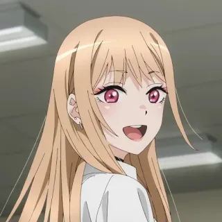 ❤️ 18cbb9a3 Marin Kitagawa My Dress-Up Darling Anime, Chica, Pelo rubio, Sonriendo, Retrato whatsapp sticker