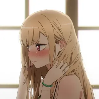 ❤️ 48711784 anime, chica, sonrojo, rubia whatsapp sticker