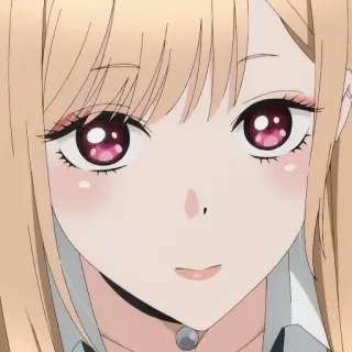 ❤️ e9bfc2af Marin Kitagawa My Dress-Up Darling Anime, Chica, Pelo rubio, Ojos rosas, Linda, Marin Kitagawa whatsapp sticker