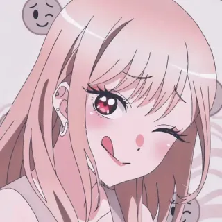 😋 70b38094 Anime, Gadis, Berkedip, Lucu, Rambut pink whatsapp sticker