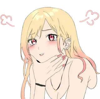 🥰 2559399e 动漫, 女孩, 眼泪, 悲伤, 可爱, 金发, 粉色眼睛, 表情 telegram sticker