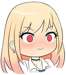 😳 26c5601e sxxyuji 动漫, 角色, 金发, 脸红, 贴纸 telegram sticker