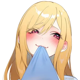 ❤️ a4cb6c98 动漫女孩, 金发, 可爱, 脸红, 卡通, 插图 telegram sticker