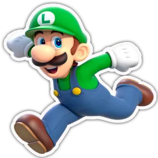 🏃 6aab7b64 Luigi ลุยจิ, มาริโอ้, นินเทนโด, ตัวละครวิดีโอเกม, สีเขียว, การ์ตูน telegram sticker
