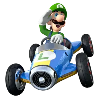 💟 b6a0ba79 Luigi Mario Kart luigi, mario kart, jeu vidéo, course, kart whatsapp sticker