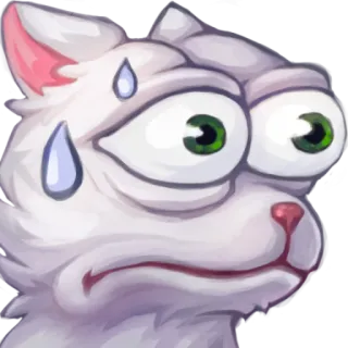 😰 542e1392 cat, cartoon, meme, funny, sweat, nervous, expression telegram sticker