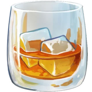 🍺 fa99496a whiskey, alcohol, drink, ice, glass telegram sticker