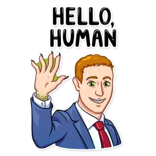 👋 96f4a608 HELLO, HUMAN こんにちは, 人間, 挨拶, キャラクター, 漫画 telegram sticker