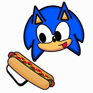 🌭 65e01573 Sonic โซนิค เดอะ เฮดจ์ฮอก, วิดีโอเกม, การ์ตูน, ฮอทดอก, อาหาร, ภาพประกอบ telegram sticker