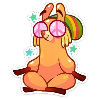 🧘‍♂ 77f235d4 lama, hippie, pace, animale, cartone animato, divertente, adesivo whatsapp sticker