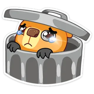 🙄 06268786 triste, lixeira, chorando, animal, adesivo, desenho animado telegram sticker