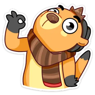 👌 7e23d33a desenho animado, animal, fofo, cachecol, gesto OK telegram sticker