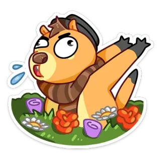 🤮 f05d9c8e Desenho animado, Animal, Fofo, Engraçado, Flores, Cachecol telegram sticker