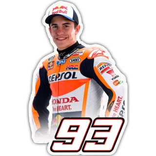 😊 c44f7e59 Marc Marquez 93 オートバイ, レーサー, アスリート, モータースポーツ, チャンピオン, レプソル, ホンダ telegram sticker