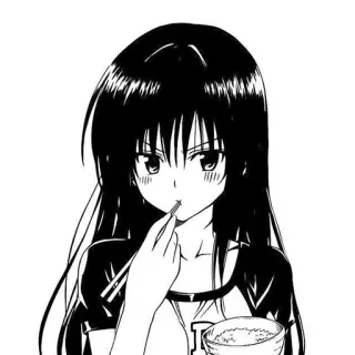 🍜 82fa40e3 动漫, 漫画, 女孩, 吃, 筷子 telegram sticker