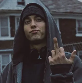 🖤 95c3906e Eminem Eminem, doigt d'honneur, rappeur, offensant, célébrité, musique telegram sticker