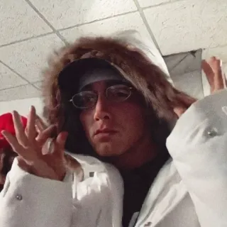 🖤 ad601ff7 homme, personne, lunettes, sweat à capuche, geste obscène telegram sticker