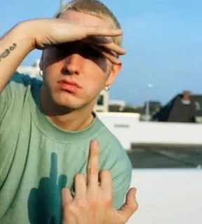🖤 b214307e Eminem Eminem, doigt d'honneur, offensant, célébrité telegram sticker