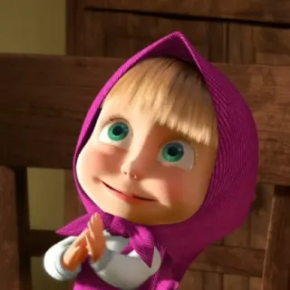 😄 a02ef1b5 Masha Masha and the Bear dessin animé, personnage, fille, souriant, Masha et Michka telegram sticker